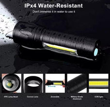 LumeGrip™ Pocket-Size Tactical Flashlight – Mini XPE + COB LED Dual-Beam Torch (Portable & Rechargeable)