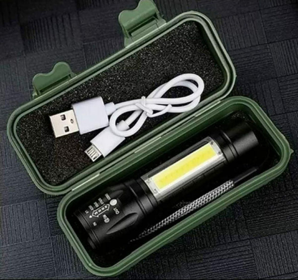 LumeGrip™ Pocket-Size Tactical Flashlight – Mini XPE + COB LED Dual-Beam Torch (Portable & Rechargeable)